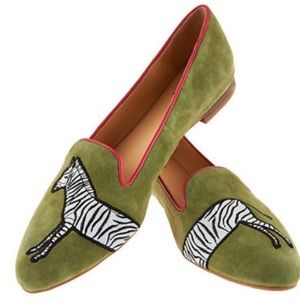 C. Wonder green zebra suede loafers 9.5